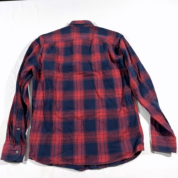 Marine Layer Red and Blue Plaid Casual Button Down Shirt - Picture 7 of 7